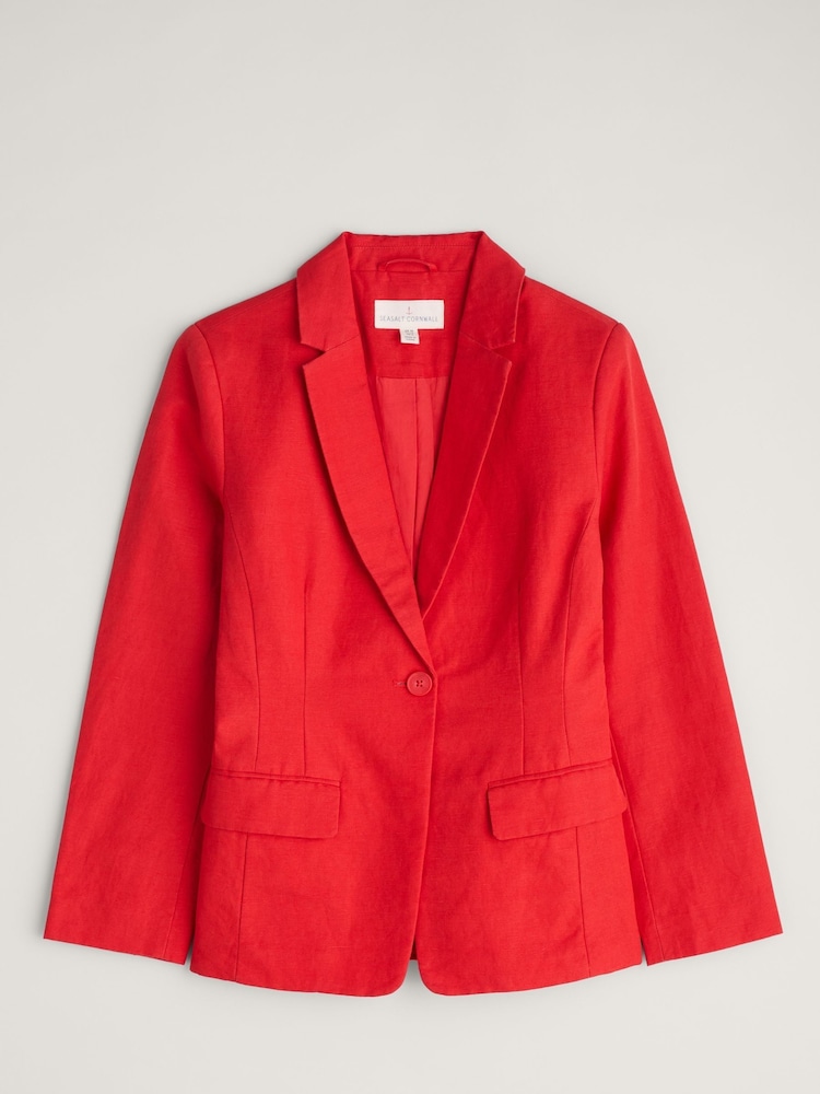 Seasalt Cornwall Red Erica Linen Blend Blazer - Image 4 of 5