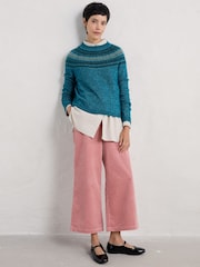Seasalt Cornwall Blue Spruce Frost Fairisle Pattern Jumper - Image 1 of 5