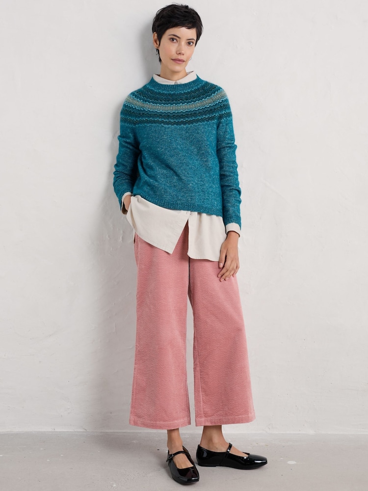 Seasalt Cornwall Blue Spruce Frost Fairisle Pattern Jumper - Image 1 of 5