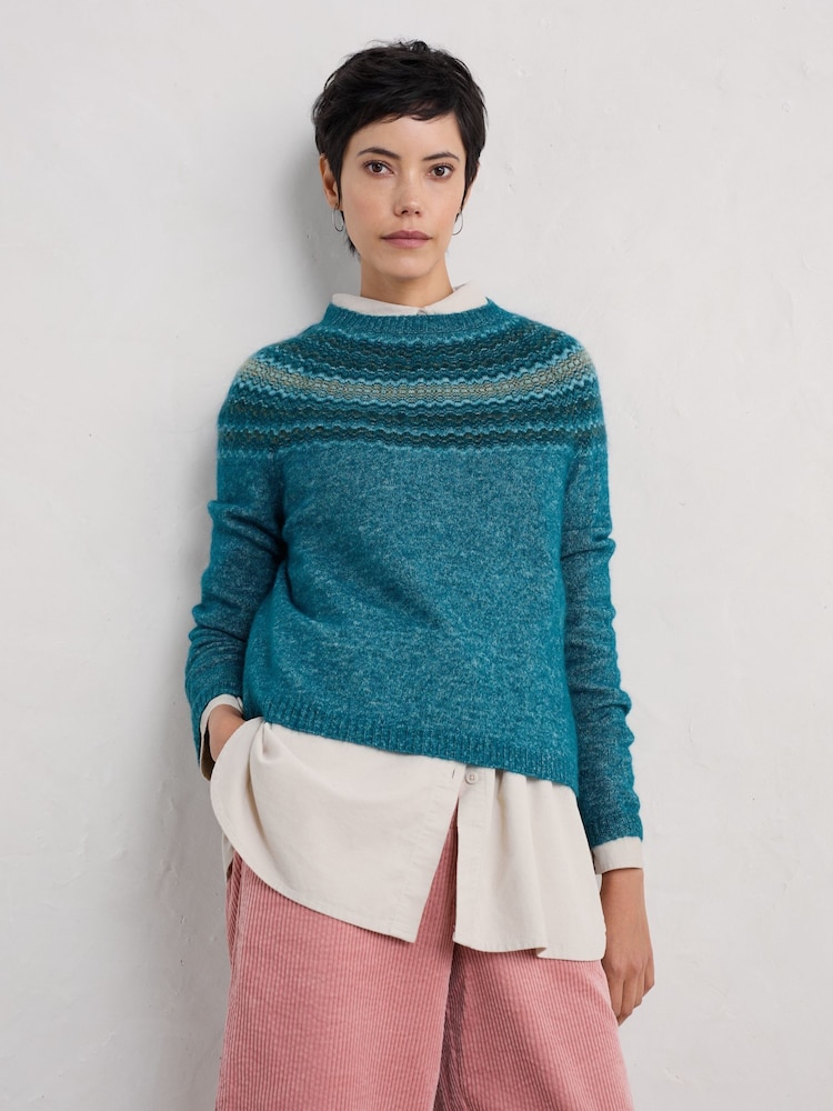 Blau - Seasalt Cornwall Spruce Frost Pullover mit Norwegermuster - Bild 2 von 5 Blau - Seasalt Cornwall Spruce Frost Pullover mit Norwegermuster - Bild 2 von 5