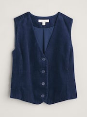 Seasalt Cornwall Blue Pinpoint 100% Cotton Waistcoat - Image 4 of 5