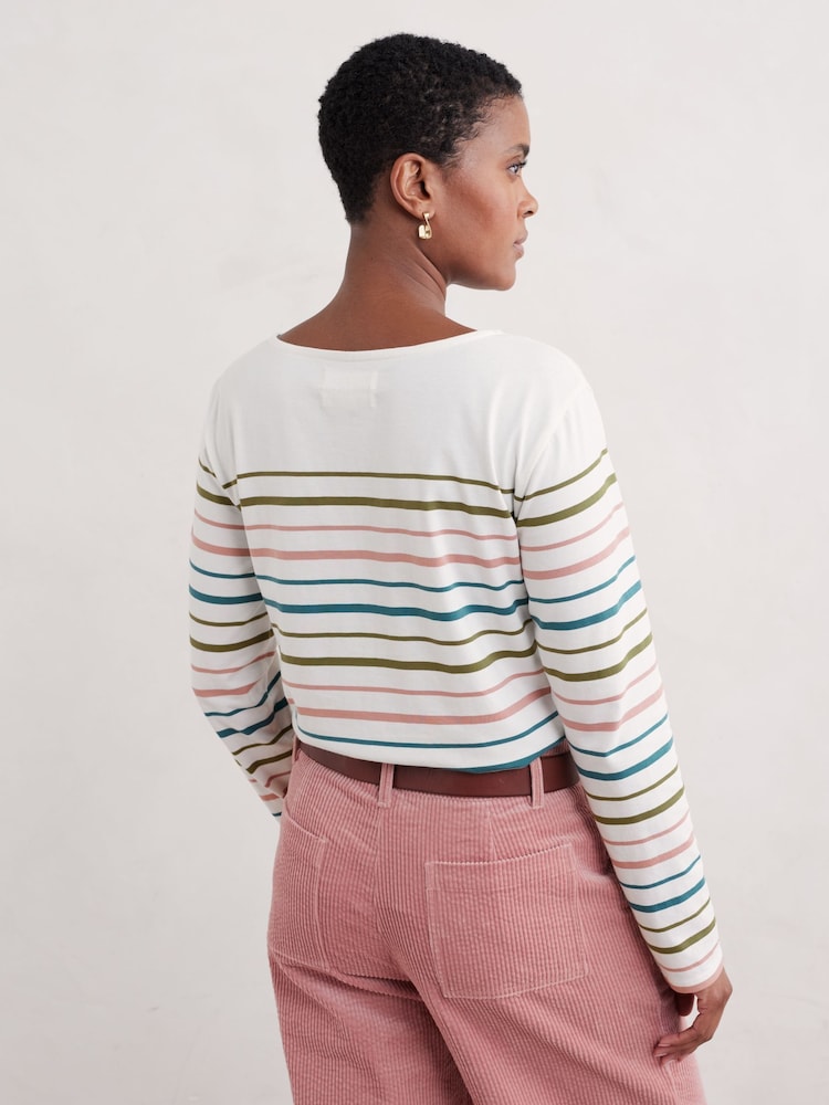 Seasalt Cornwall Falmouth Tri Shore Creek Stripes Sailor T-Shirt - Image 2 of 5