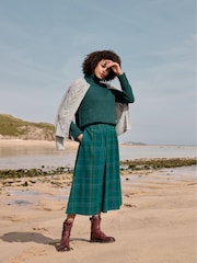 Seasalt Cornwall Teal Blue Day Dream Cord Check Midi Skirt - Image 2 of 7