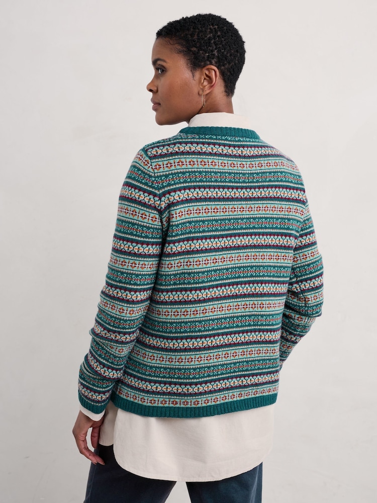Seasalt Cornwall Blue Percella Cove Fair Isle Jumper - Image 2 of 5 Seasalt Cornwall Blue Percella Cove Fair Isle Jumper - Image 2 of 5