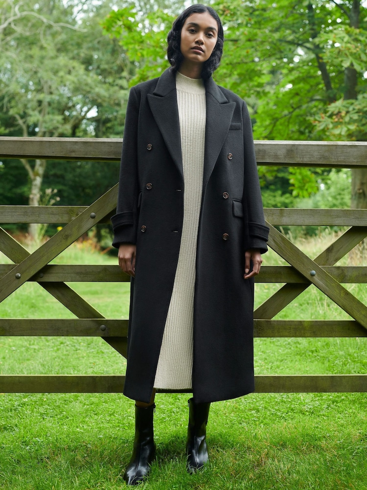 Ro&Zo Black Double Breasted Overcoat - Image 1 of 8