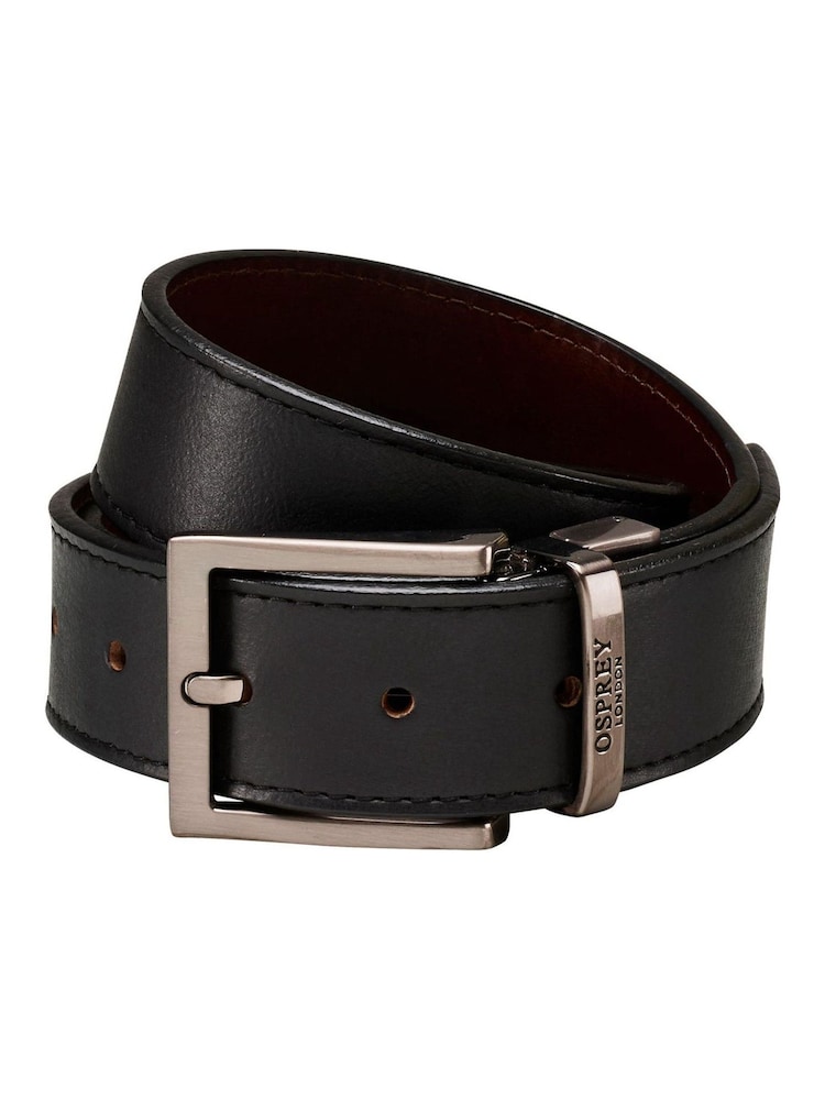 OSPREY LONDON The Crawford 3.5cm Reversible Leather Black Belt - Image 3 of 6