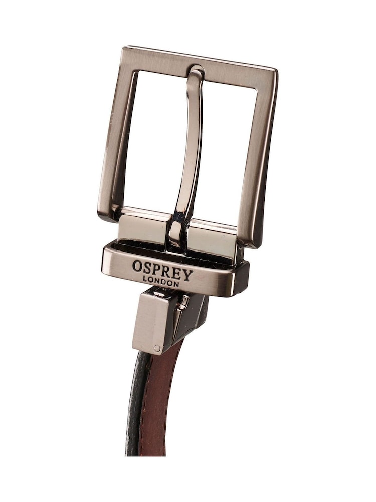 OSPREY LONDON The Crawford 3.5cm Reversible Leather Black Belt - Image 5 of 6
