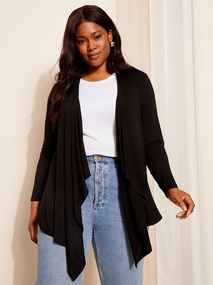Friends Like These Black Waterfall Cardigan - Image 1 of 4