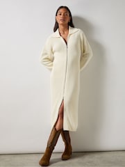 Ro&Zo Cream Zip Through Knitted Dress - Image 1 of 5