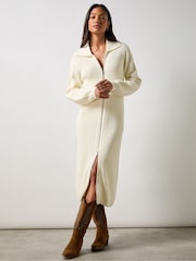 Ro&Zo Cream Zip Through Knitted Dress - Image 2 of 5