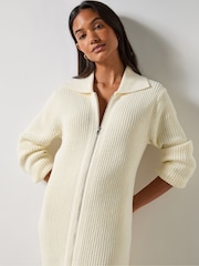 Ro&Zo Cream Zip Through Knitted Dress - Image 3 of 5