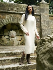 Ro&Zo Oatmeal High Neck Jumper Dress - Image 1 of 6