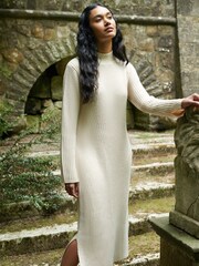 Ro&Zo Oatmeal High Neck Jumper Dress - Image 2 of 6