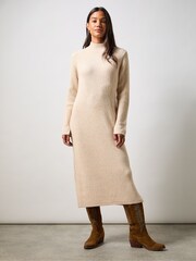 Ro&Zo Oatmeal High Neck Jumper Dress - Image 3 of 6