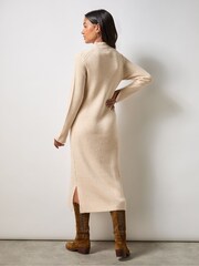 Ro&Zo Oatmeal High Neck Jumper Dress - Image 6 of 6