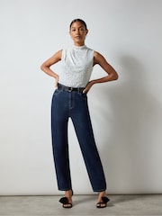 Ro&Zo White Sequin High Neck Top - Image 3 of 4