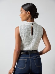 Ro&Zo White Sequin High Neck Top - Image 4 of 4