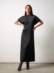 Ro&Zo Black High Neck Plisse Dress - Image 1 of 3