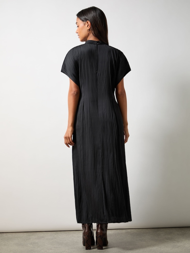 Ro&Zo Black High Neck Plisse Dress - Image 2 of 3