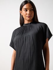 Ro&Zo Black High Neck Plisse Dress - Image 3 of 3