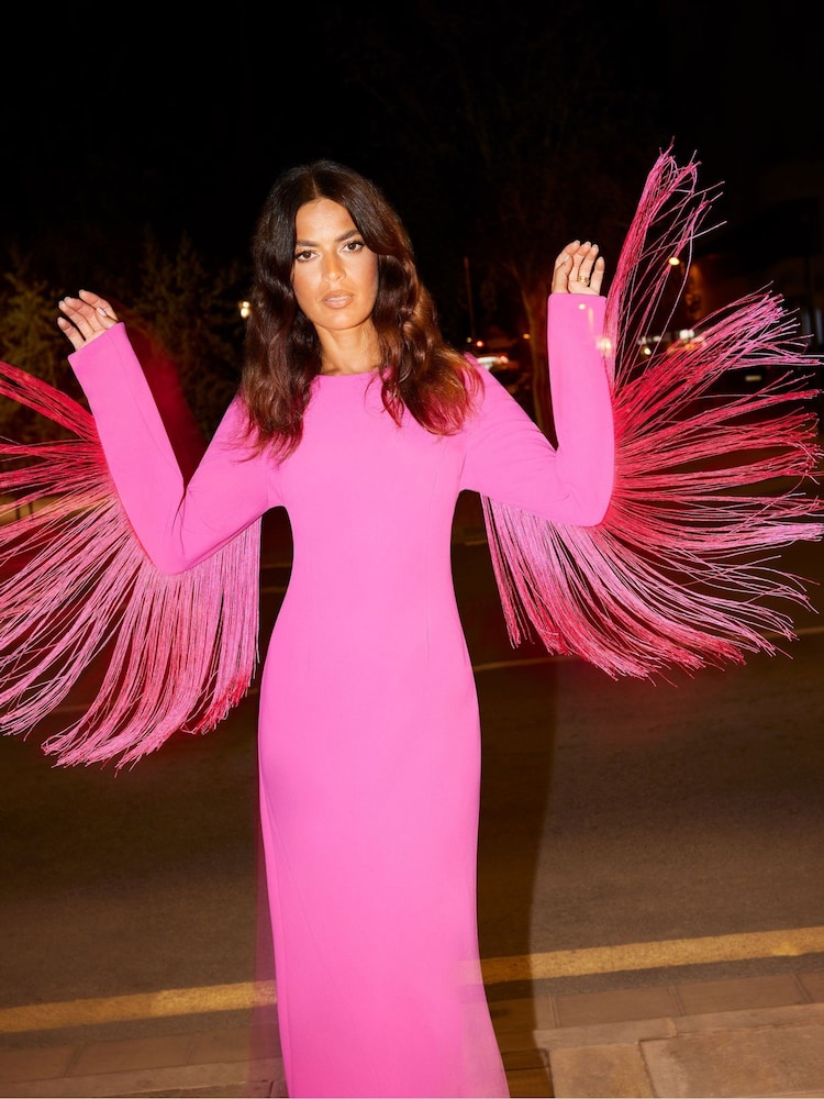 Ro&Zo Pink Francesca Pink Fringe Detail Dress - Image 1 of 6