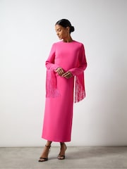 Ro&Zo Pink Francesca Pink Fringe Detail Dress - Image 3 of 6