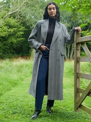 Ro&Zo Grey Herringbone Double Breasted Overcoat - Image 1 of 9