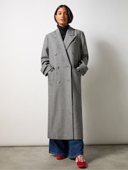 Ro&Zo Grey Herringbone Double Breasted Overcoat - Image 8 of 9