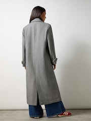 Ro&Zo Grey Herringbone Double Breasted Overcoat - Image 9 of 9