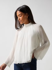 Ro&Zo White Crinkle Flared Sleeve Blouse - Image 1 of 4
