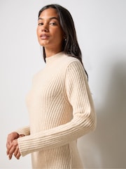 Ro&Zo Oatmeal Petite High Neck Jumper Dress - Image 2 of 4