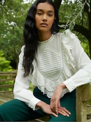Ro&Zo White Frill Front Blouse - Image 1 of 7