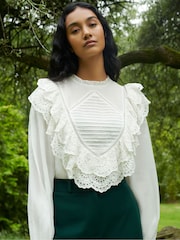 Ro&Zo White Frill Front Blouse - Image 2 of 7