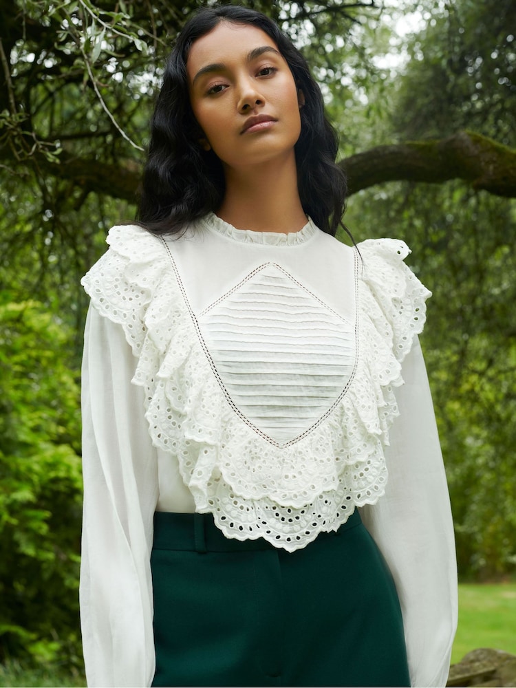 Ro&Zo White Frill Front Blouse - Image 2 of 7