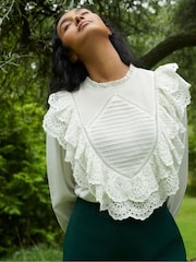 Ro&Zo White Frill Front Blouse - Image 4 of 7