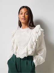 Ro&Zo White Frill Front Blouse - Image 5 of 7