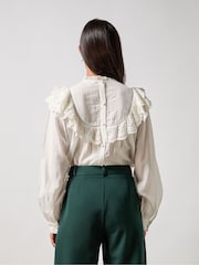 Ro&Zo White Frill Front Blouse - Image 6 of 7