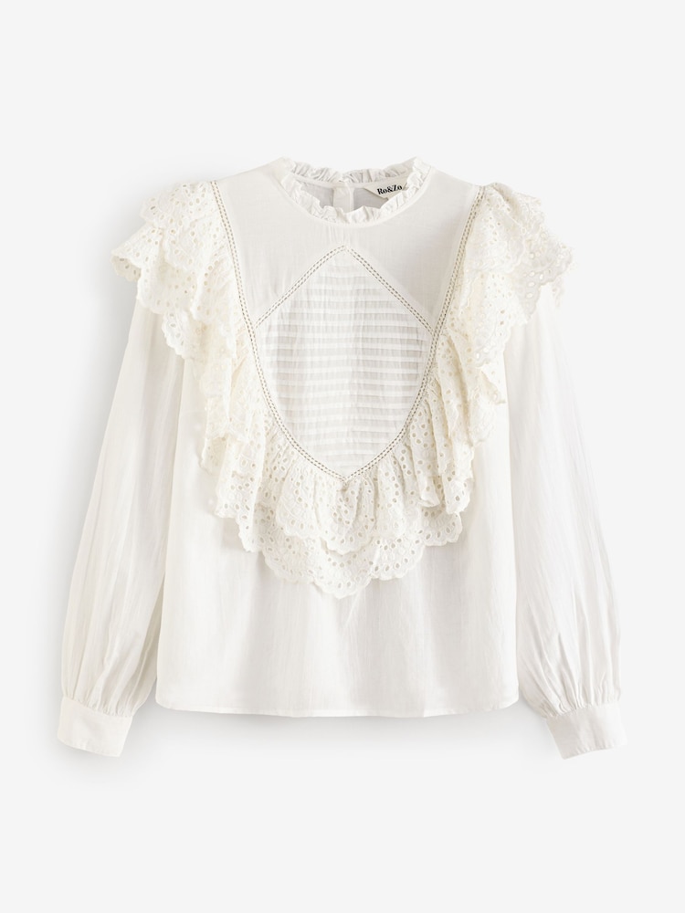 Ro&Zo White Frill Front Blouse - Image 7 of 7
