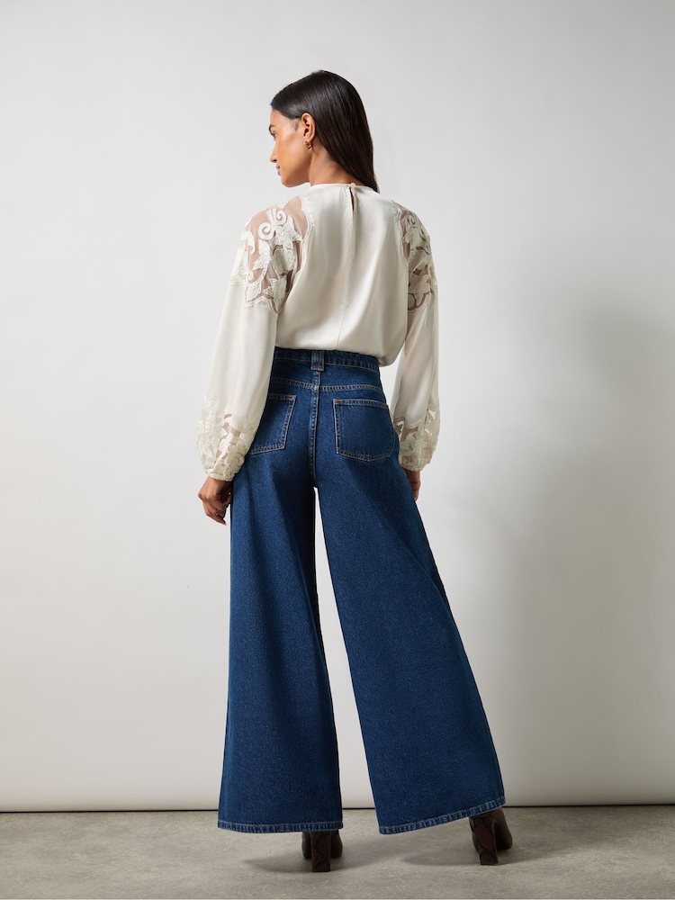 Ro&Zo Blue Wide Leg 100% Cotton Jeans - Image 3 of 3
