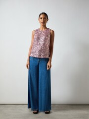 Ro&Zo Pink Sequin Shell Top - Image 4 of 5