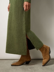 Ro&Zo Olive Green V-Neck Textured Knit Dress - Image 5 of 7