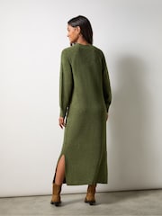 Ro&Zo Olive Green V-Neck Textured Knit Dress - Image 7 of 7