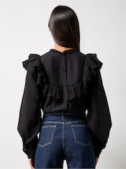 Ro&Zo Black Frill Front Blouse - Image 4 of 5