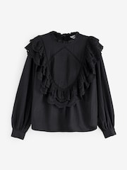 Ro&Zo Black Frill Front Blouse - Image 5 of 5