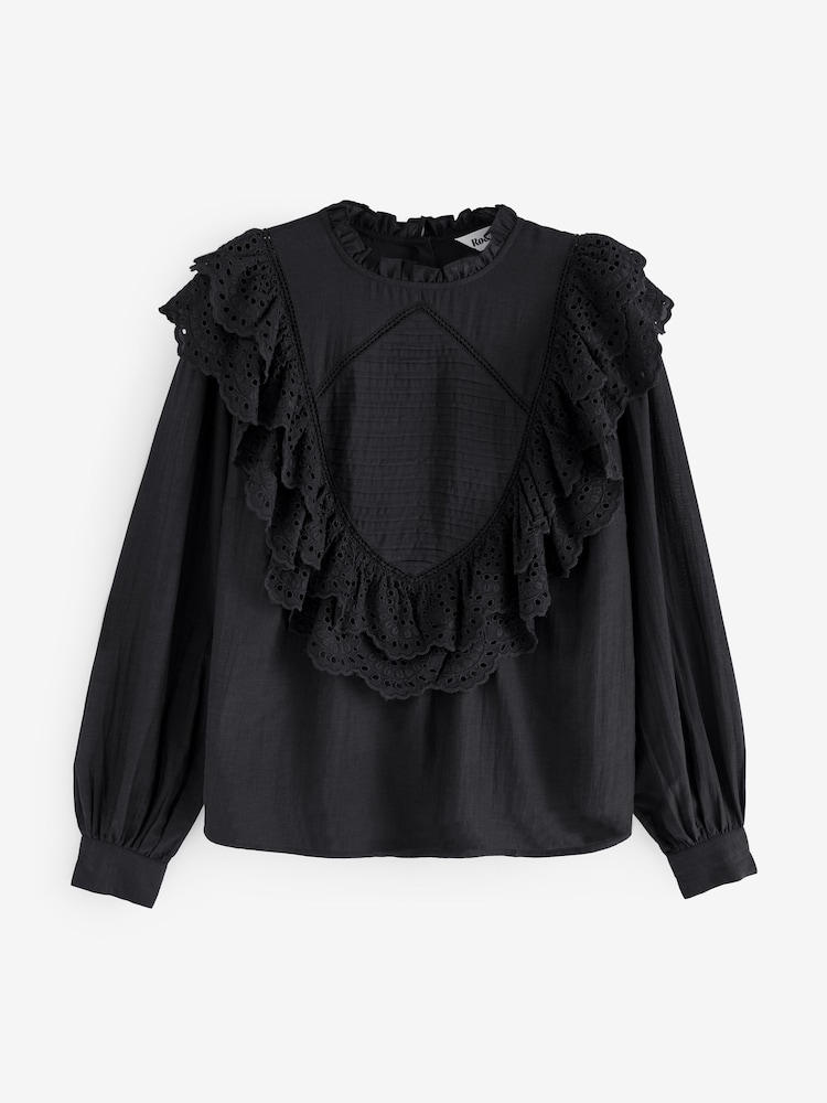 Ro&Zo Black Frill Front Blouse - Image 5 of 5