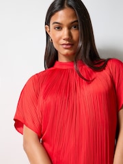 Ro&Zo Red High Neck Plisse Dress - Image 3 of 4