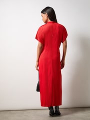 Ro&Zo Red High Neck Plisse Dress - Image 4 of 4