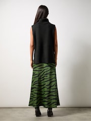 Ro&Zo Khaki Green Petite Zebra Print Bias Cut Maxi Skirt - Image 2 of 3