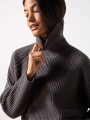 Ro&Zo Charcoal Grey Ribbed High Neck Jumper - Image 4 of 7