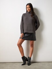 Ro&Zo Charcoal Grey Ribbed High Neck Jumper - Image 5 of 7